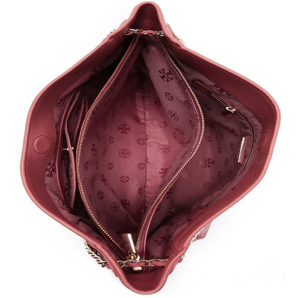 NWT Tory Burch Garnet/Red Slouchy Shoulder Tote - Picture 2 of 7